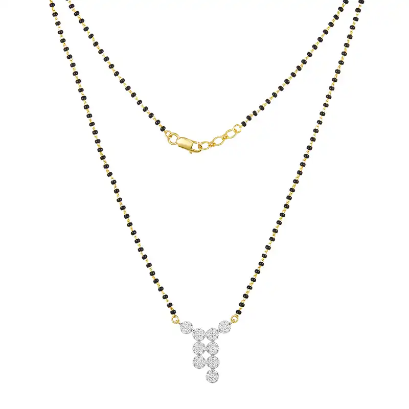 18K White and Yellow Gold and Diamond Mangalsutra & Earring Set